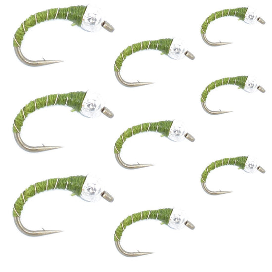 Olive Zebra Midge Assortment 3 Each of 3 Sizes 14, 16, 18 - Tailwater Fly Fishing Flies Collection - Hazy Fly Fishing