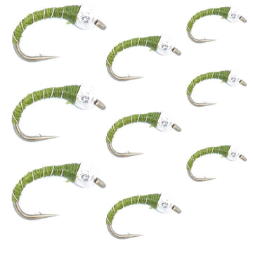 Olive Zebra Midge Assortment 3 Each of 3 Sizes 14, 16, 18 - Tailwater Fly Fishing Flies Collection - Hazy Fly Fishing
