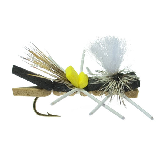 Pack Parachute Chernobyl Ant Black Tan Foam Body Grasshopper Fly 6 Flies Hook Size 10 - Hazy Fly Fishing