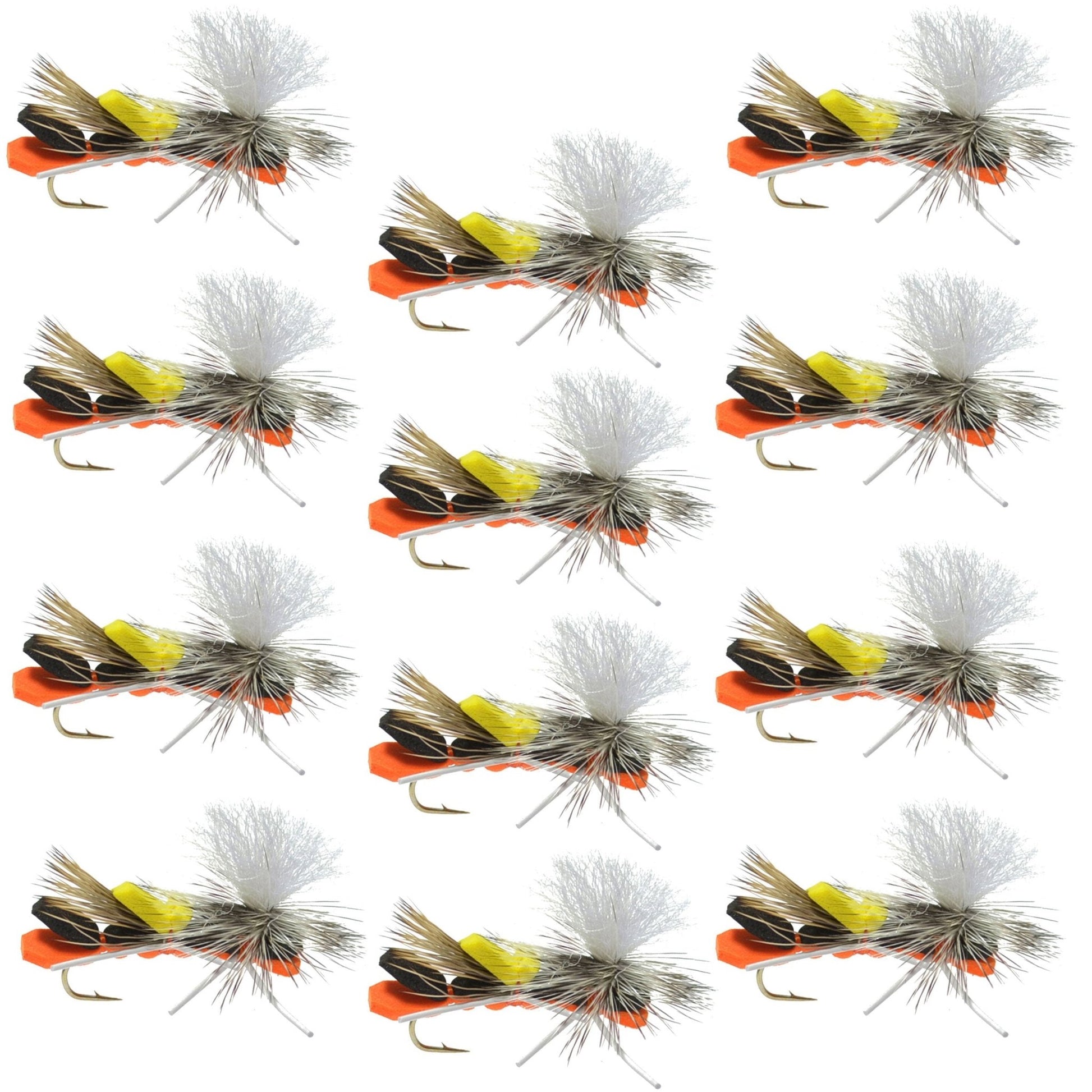 Parachute Chernobyl Ant Black Orange Foam Body Grasshopper Fly - 1 Dozen Flies Hook Size 10 - Hazy Fly Fishing