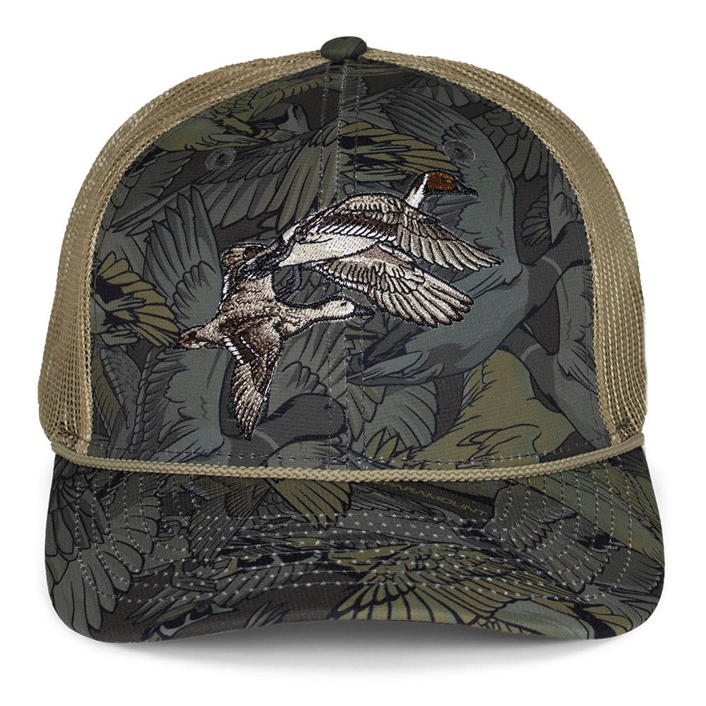 Pintail Pair Duck Hat Waterfowl Print 6 - Panel Rope Cap - Hazy Fly Fishing