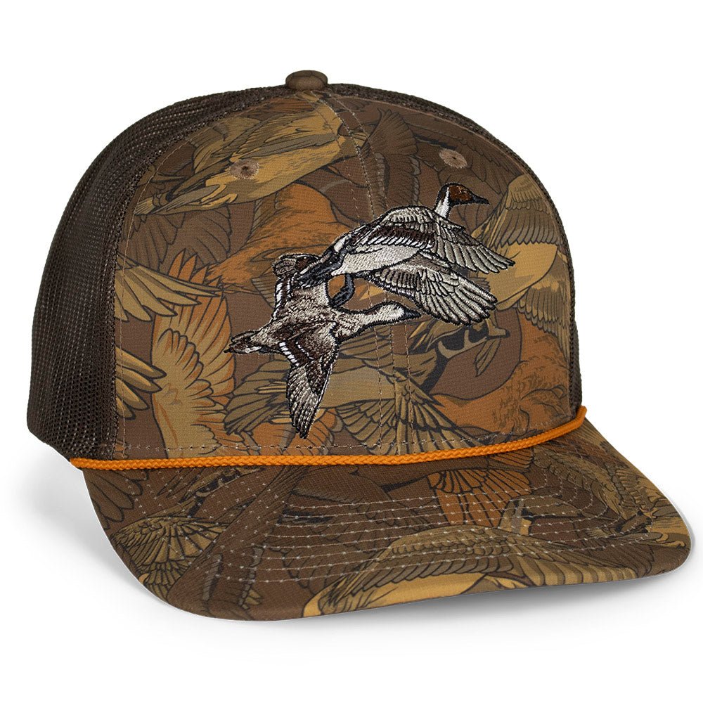 Pintail Pair Duck Hat Waterfowl Print 6 - Panel Rope Cap - Hazy Fly Fishing