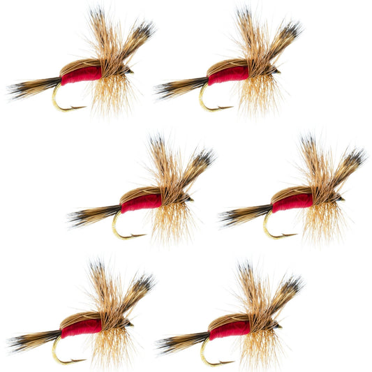Red Humpy Classic Hair Wing Dry Fly - 6 Flies Hook Size 16 - Hazy Fly Fishing