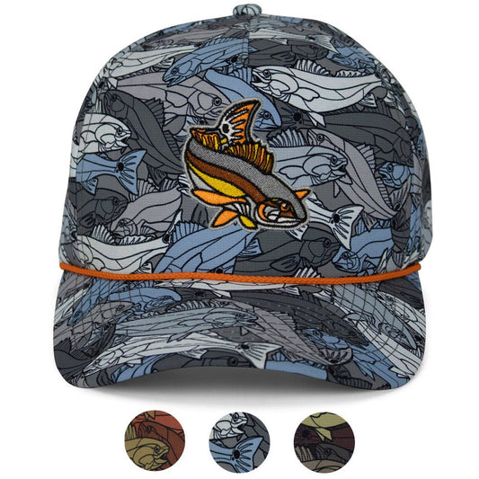 Redfish Stained Glass 5 - Panel Trucker Rope Cap - Hazy Fly Fishing