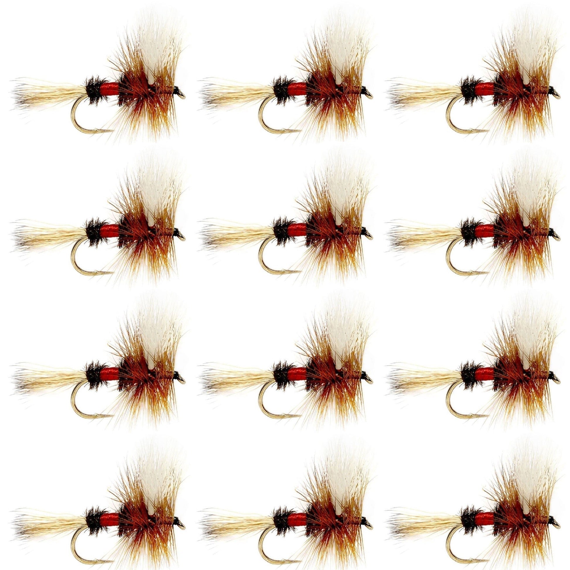 Royal Wulff Classic Trout Dry Fly Fishing Flies - Set of 12 Flies Size 14 - One Dozen - Hazy Fly Fishing