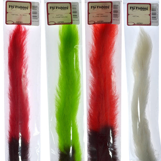 Select Grade Calf Tails - Kiptails - Master Pack - 4 Fluorescent Colors - White Fire Orange Chartreuse Red - Hazy Fly Fishing