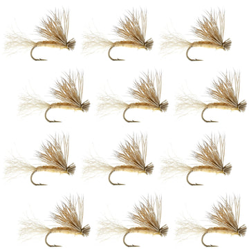 Tan X Caddis Emerging Caddis Adult Trout Dry Fly - 1 Dozen Flies Hook Size 14 - Hazy Fly Fishing