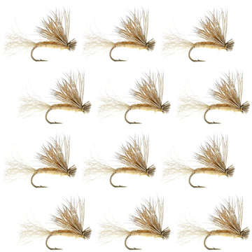 Tan X Caddis Emerging Caddis Adult Trout Dry Fly - 1 Dozen Flies Hook Size 16 - Hazy Fly Fishing