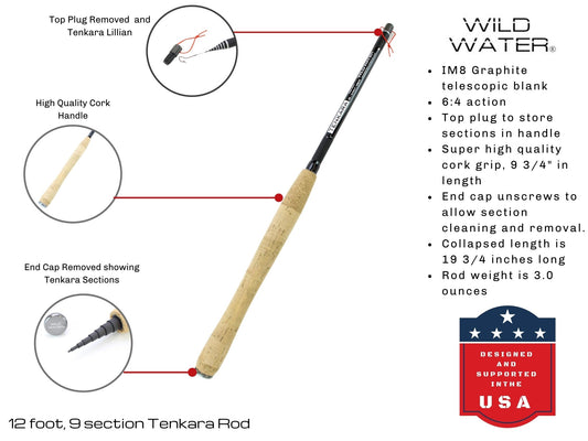 Tenkara Fly Fishing Kit, 12ft Rod | Wild Water Fly Fishing - Hazy Fly Fishing