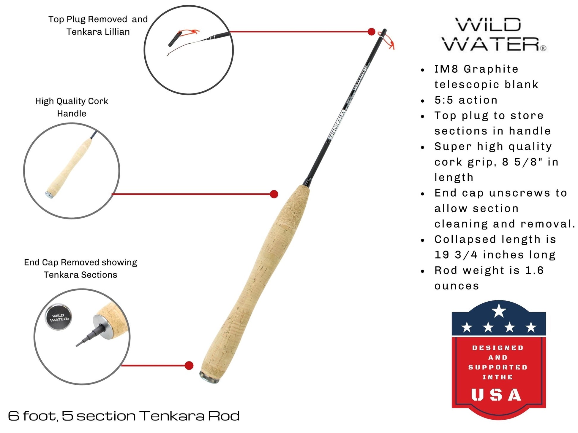 Tenkara Fly Fishing Kit, 6 ft Rod| Wild Water Fly Fishing - Hazy Fly Fishing