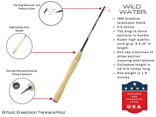 Tenkara Fly Fishing Kit, 8 ft Rod| Wild Water Fly Fishing - Hazy Fly Fishing