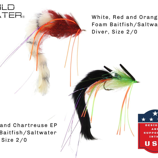 Top Water Baitfish Fly Assortment, 12 Saltwater Flies | Fly Box | Wild Water Fly Fishing - Hazy Fly Fishing