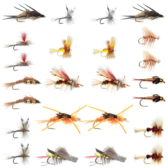Trout Fly Assortment - Essential Western Dry and Nymph Fly Fishing Flies Collection - 2 Dozen Trout Flies with Fly Box - Hazy Fly Fishing