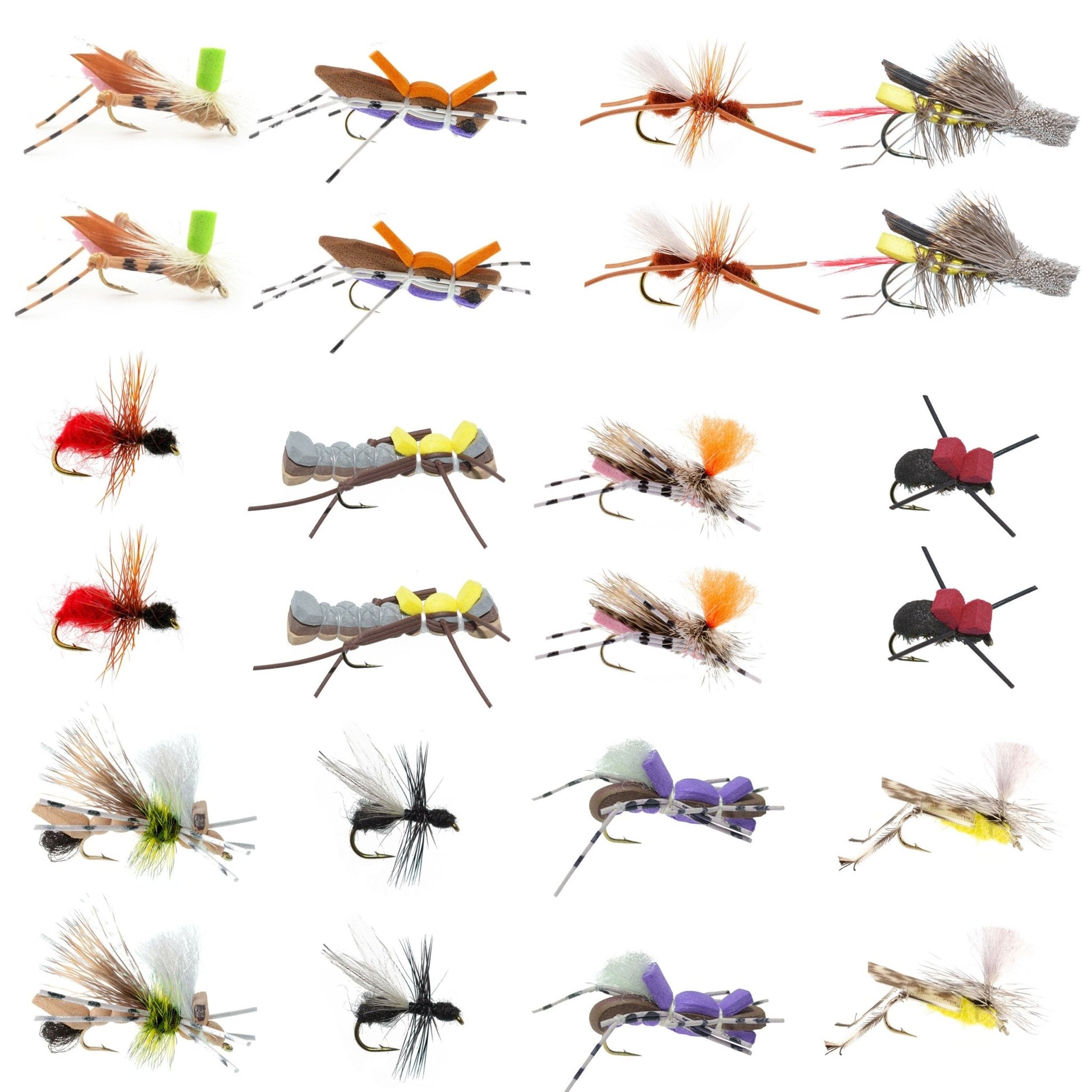 Trout Fly Assortment - Premium Terrestrial Flies - 24 Essential Hoppers, Ants and Beetles with Fly Box - Hazy Fly Fishing