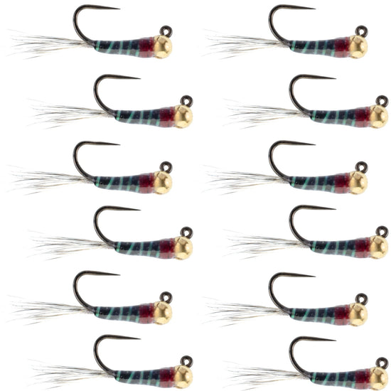 Tungsten Bead Black Perdigon Tactical Jig Czech Euro Nymph Spanish Nymphing Fly - 1 Dozen Flies Size 16 - Hazy Fly Fishing