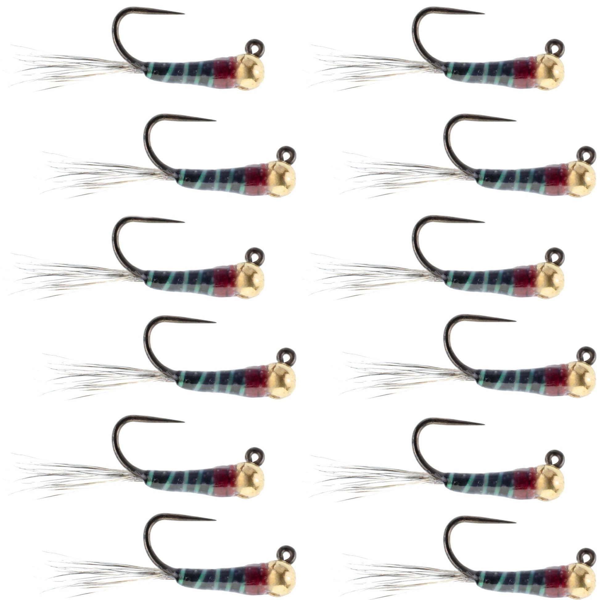 Tungsten Bead Black Perdigon Tactical Jig Czech Euro Nymph Spanish Nymphing Fly - 1 Dozen Flies Size 16 - Hazy Fly Fishing