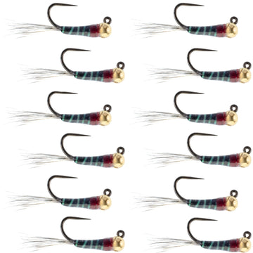 Tungsten Bead Black Perdigon Tactical Jig Czech Euro Nymph Spanish Nymphing Fly - 1 Dozen Flies Size 16 - Hazy Fly Fishing