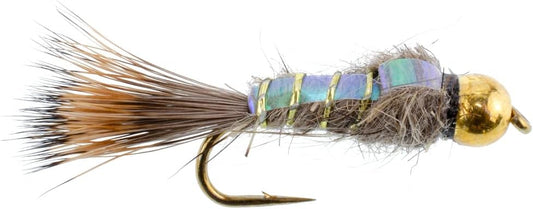 Tungsten Bead Flashback Gold Ribbed Hare's Ear Trout Fly 1 Dozen Nymph Wet Flies Size 18 - Hazy Fly Fishing