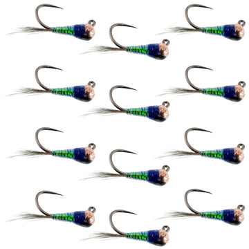 Tungsten Bead Gasolina Perdigon Tactical Jig Czech Euro Nymph Spanish Nymphing Fly - 1 Dozen Flies Size 18 - Hazy Fly Fishing
