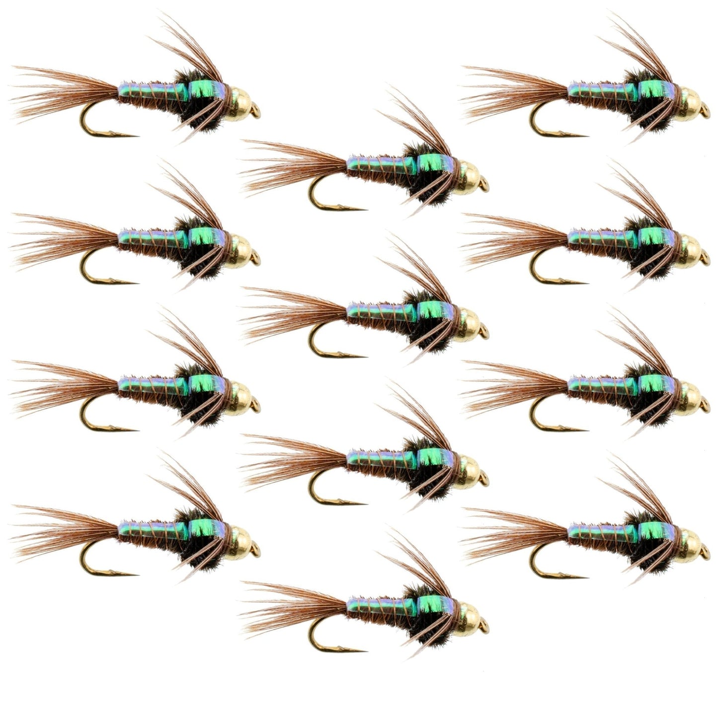 Tungsten Bead Head Flash Back Pheasant Tail Nymph 1 Dozen Flies Size 10 - Hazy Fly Fishing