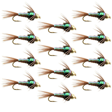 Tungsten Bead Head Flash Back Pheasant Tail Nymph 1 Dozen Flies Size 14 - Hazy Fly Fishing