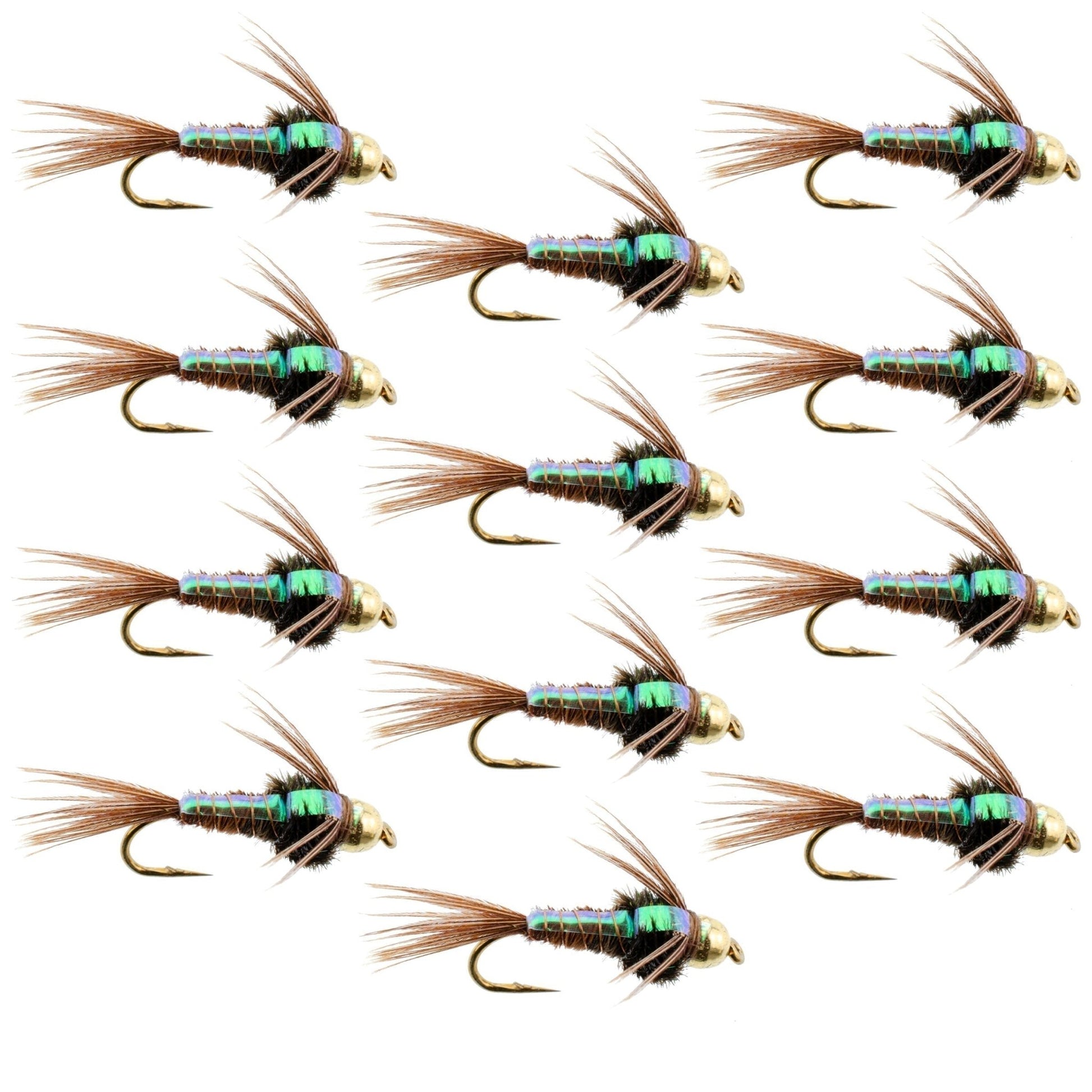 Tungsten Bead Head Flash Back Pheasant Tail Nymph 1 Dozen Flies Size 16 - Hazy Fly Fishing