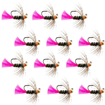 Tungsten Bead Jig Tactical Blow Torch Czech Nymph Euro Nymphing Fly - 1 Dozen Flies Size 12 - Hazy Fly Fishing