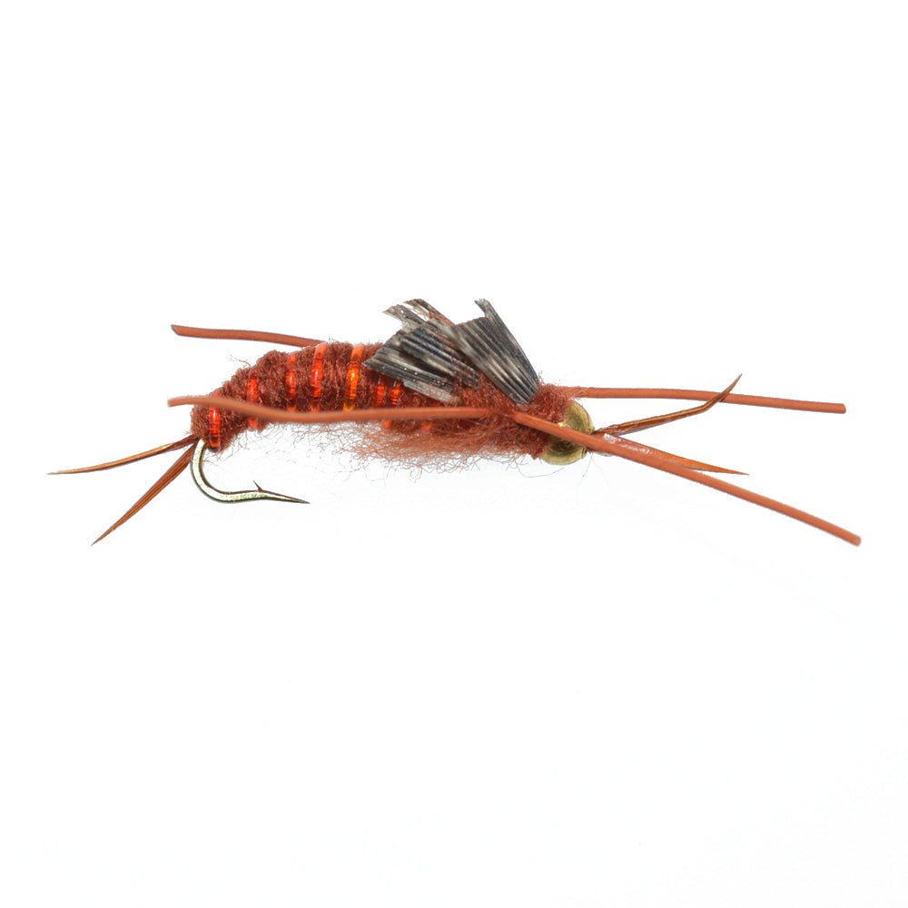 Tungsten Bead Kaufmann's Brown Stone Fly with Rubber Legs - Stonefly Wet Fly - 6 Flies Hook Size 6 - Hazy Fly Fishing