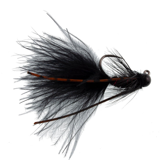 Tungsten Bead Tactical Black Mini Bugger Czech Nymph Euro Nymphing Fly - 1 Dozen Flies Size 12 - Hazy Fly Fishing
