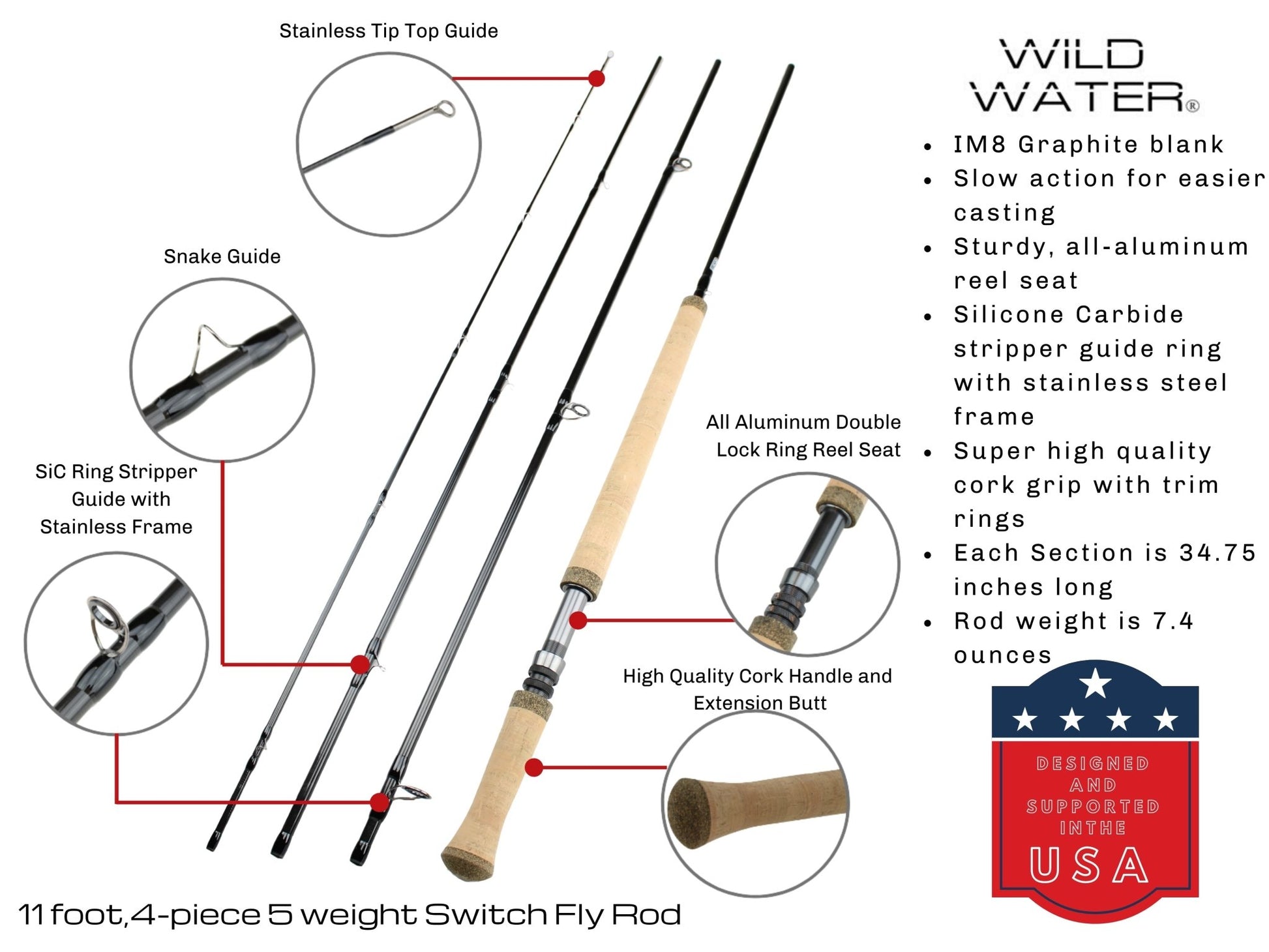 Wild Water Fly Fishing AX5 - 110 - 4 Switch Fly Rod - Hazy Fly Fishing