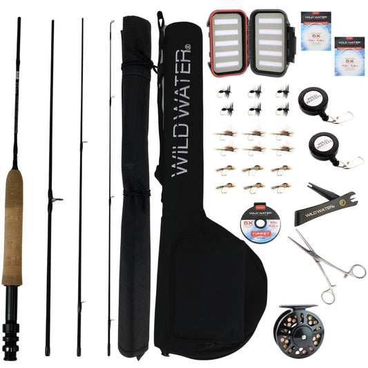 Wild Water Fly Fishing Combo with CNC Fly Reel, 5 ft 6 in 3 wt Rod - Hazy Fly Fishing