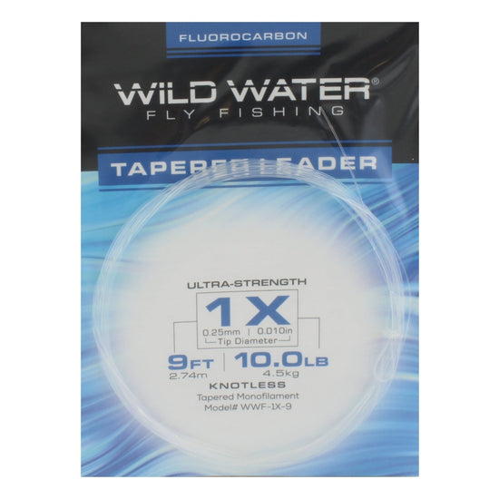 Wild Water Fly Fishing Fluorocarbon Leader 1X, 9', 3 Pack - Hazy Fly Fishing