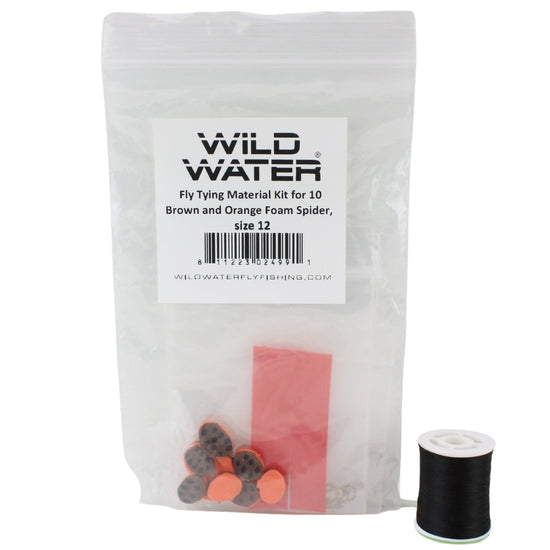 Wild Water Fly Fishing Fly Tying Material Kit, Brown and Orange Foam Spider - Hazy Fly Fishing