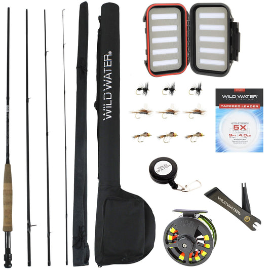 Wild Water Standard Fly Fishing Combo, 5 wt 8 ft 4 piece Rod - Hazy Fly Fishing