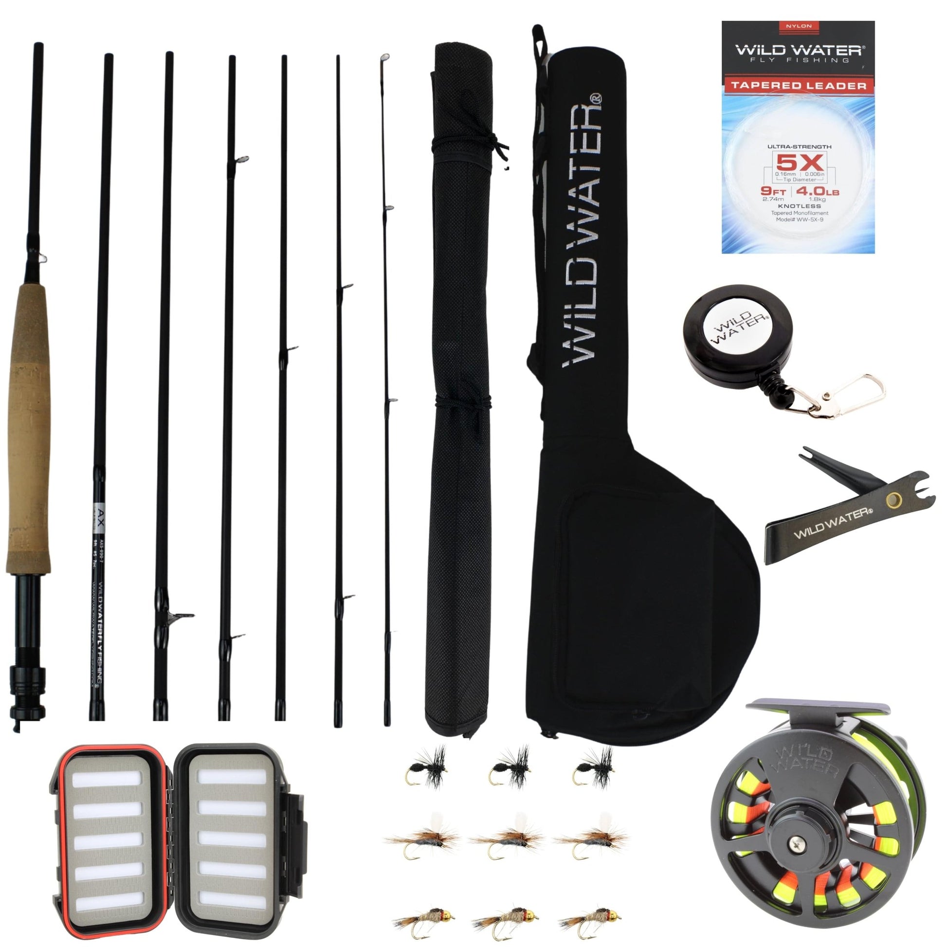 Wild Water Standard Fly Fishing Kit, 9 ft 5 wt 7 Piece Rod - Hazy Fly Fishing