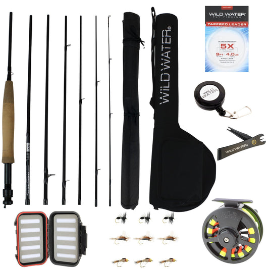 Wild Water Standard Fly Fishing Kit, 9 ft 5 wt 7 Piece Rod - Hazy Fly Fishing