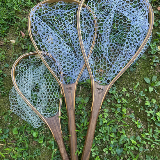 XL 18"x14" - Rainbow Trout Engraved - Natural Fly Fishing Traditional Landing Net - Handcrafted & Made in USA - Hazy Fly Fishing