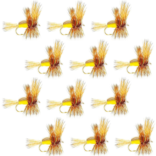 Yellow Humpy Classic Hair Wing Dry Fly - 1 Dozen Flies Hook Size 10 - Hazy Fly Fishing