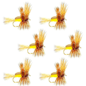 Yellow Humpy Classic Hair Wing Dry Fly - 6 Flies Hook Size 12 - Hazy Fly Fishing