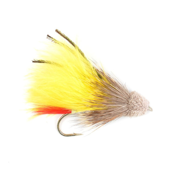 Yellow Marabou Muddler Minnow Streamer Flies - 4 Fly Fishing Flies - Hook Size 8 - Hazy Fly Fishing