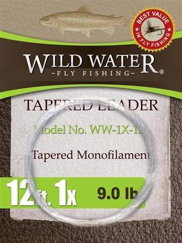 12' Tapered Nylon Monofilament Leader 1X, 6 Pack | Wild Water Fly Fishing - Hazy Fly Fishing