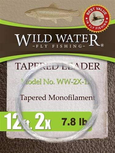 12' Tapered Nylon Monofilament Leader 2X, 6 Pack | Wild Water Fly Fishing - Hazy Fly Fishing