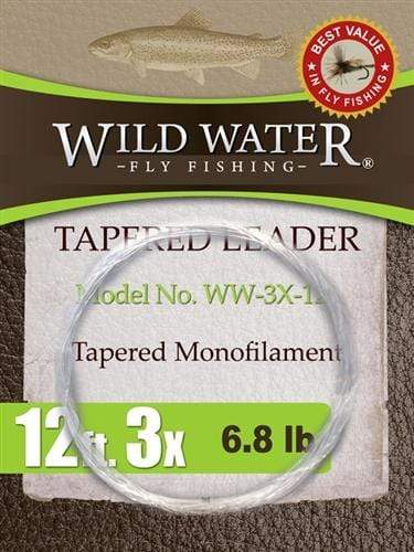 12' Tapered Nylon Monofilament Leader 3X, 6 Pack | Wild Water Fly Fishing - Hazy Fly Fishing