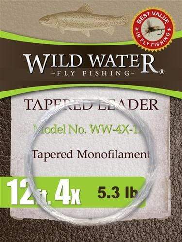 12' Tapered Nylon Monofilament Leader 4X, 6 Pack | Wild Water Fly Fishing - Hazy Fly Fishing