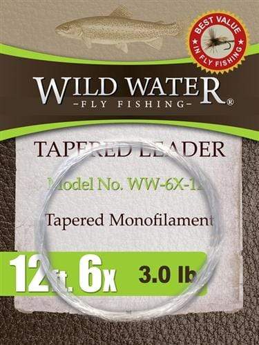 12' Tapered Nylon Monofilament Leader 6X, 6 Pack | Wild Water Fly Fishing - Hazy Fly Fishing