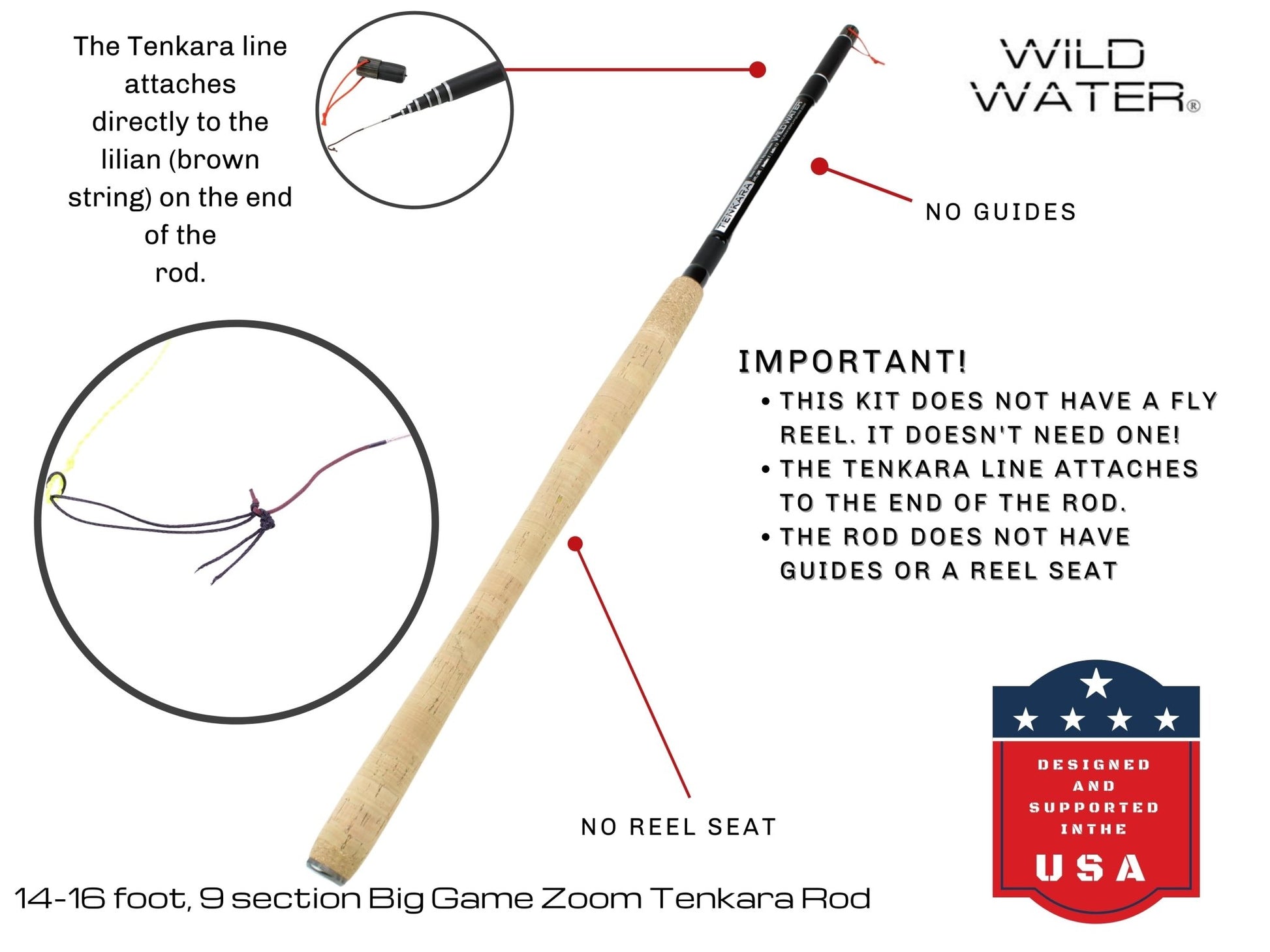 14' - 16' Big Game Zoom Tenkara Rod | Wild Water Fly Fishing - Hazy Fly Fishing