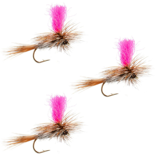 3 Pack Adams Hi - Viz Parachute Classic Dry Fly - Hook Size 12 - Hazy Fly Fishing