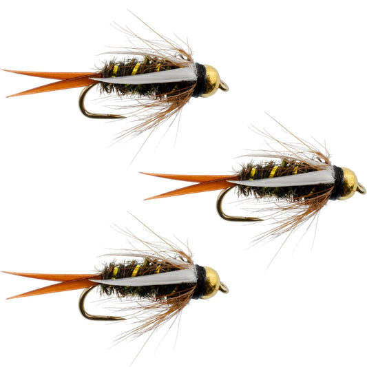 3 Pack Barbless Bead Head Prince Nymph Fly Fishing Flies - Hook Size 10 - Hazy Fly Fishing