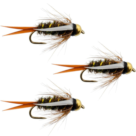 3 Pack Barbless Bead Head Prince Nymph Fly Fishing Flies - Hook Size 12 - Hazy Fly Fishing