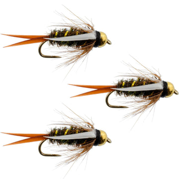 3 Pack Barbless Bead Head Prince Nymph Fly Fishing Flies - Hook Size 12 - Hazy Fly Fishing